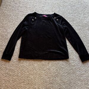Lilly Pulitzer Black Long-Sleeve Velour Top